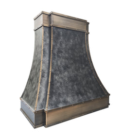 Fobest Custom Weathered Stainless Steel Range Hood with Brass Decor FSS-624