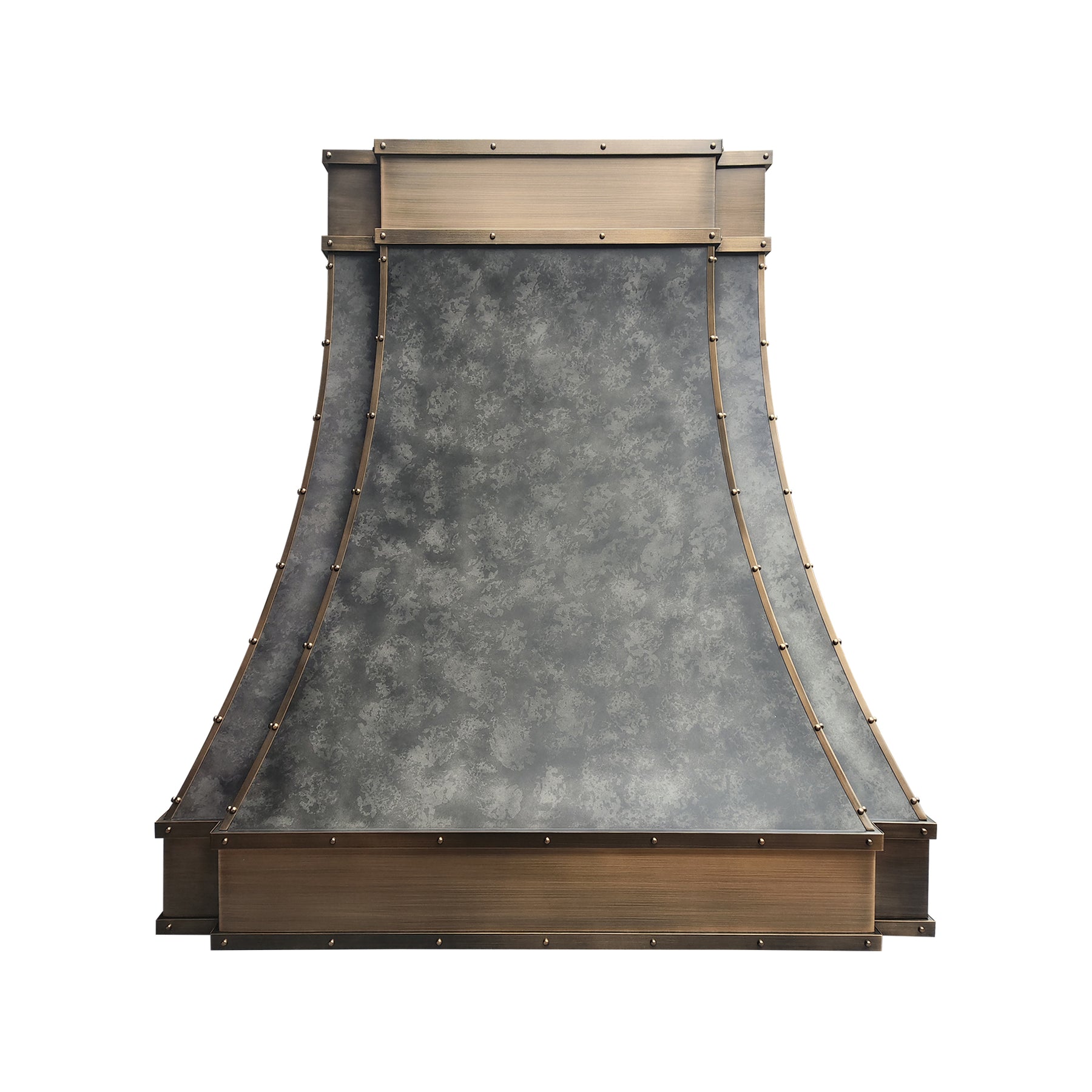 Fobest Custom Weathered Stainless Steel Range Hood with Brass Decor FSS-624