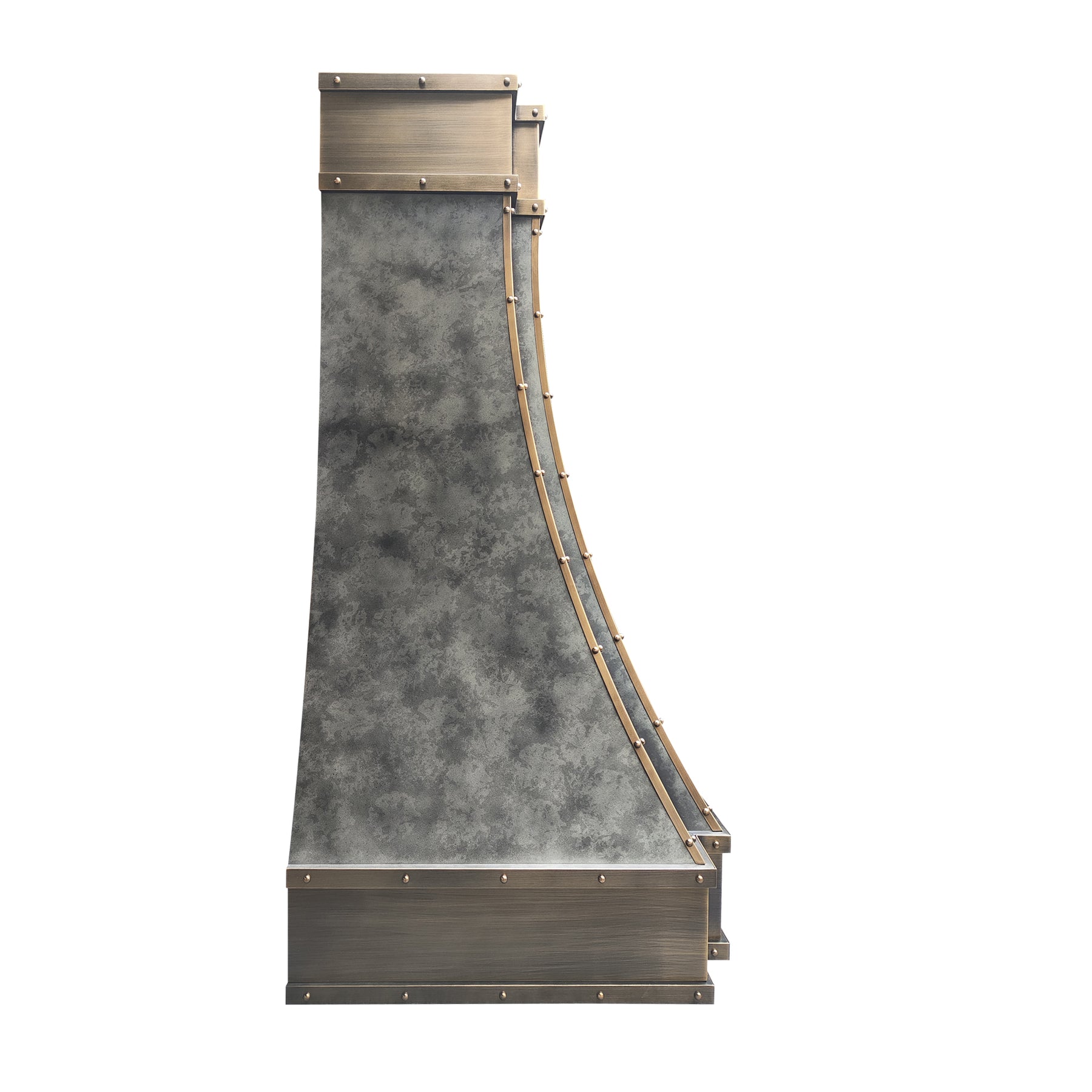 Fobest Custom Weathered Stainless Steel Range Hood with Brass Decor FSS-624