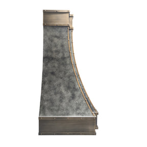 Fobest Custom Weathered Stainless Steel Range Hood with Brass Decor FSS-624