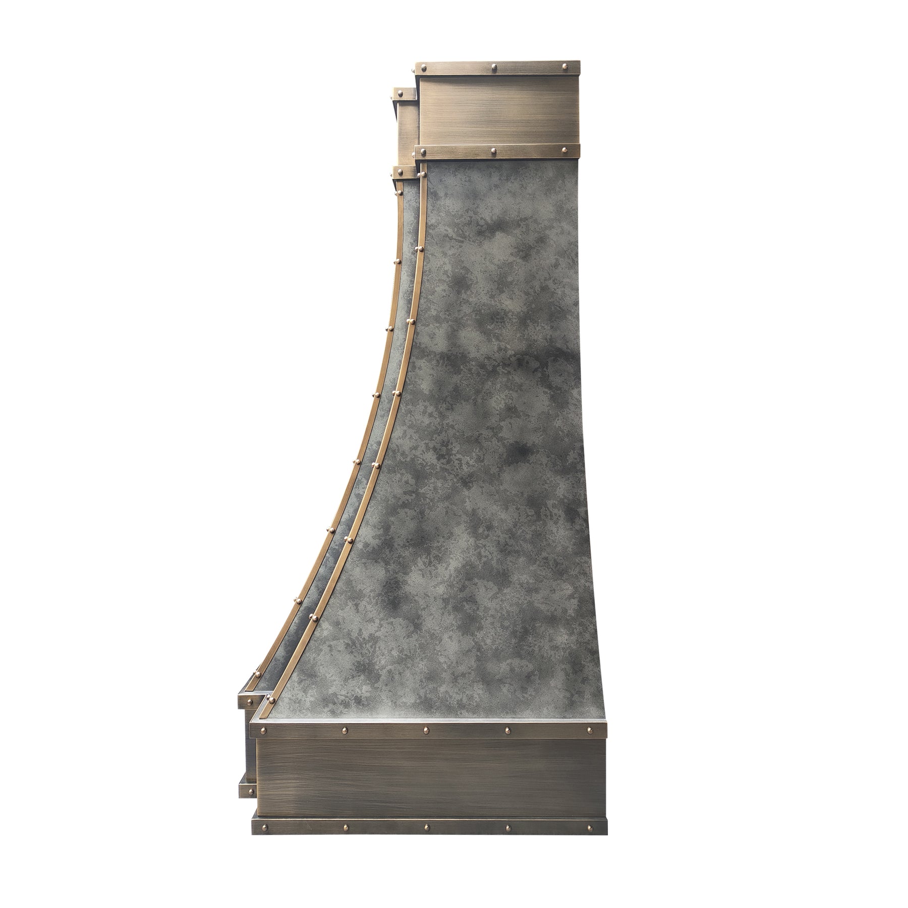 Fobest Custom Weathered Stainless Steel Range Hood with Brass Decor FSS-624
