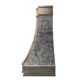 Fobest Custom Weathered Stainless Steel Range Hood with Brass Decor FSS-624