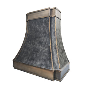 Fobest Custom Weathered Stainless Steel Range Hood with Brass Decor FSS-624