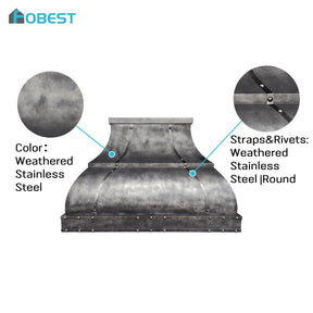 Fobest Custom Weathered Stainless Steel Range Hood with Bell Design FSS-684