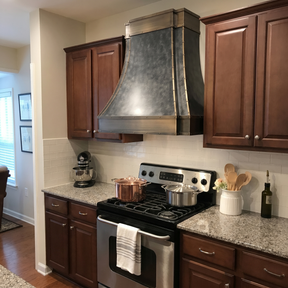 Fobest Custom Weathered Stainless Steel Range Hood with Brass Decor FSS-624