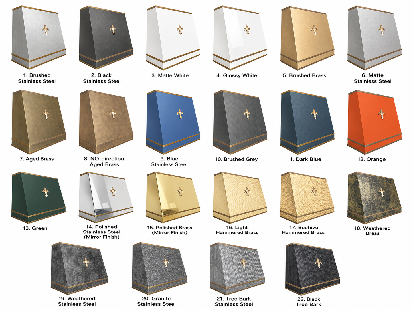 Fobest Custom White Box Range Hood with Brass Trim FSS-599
