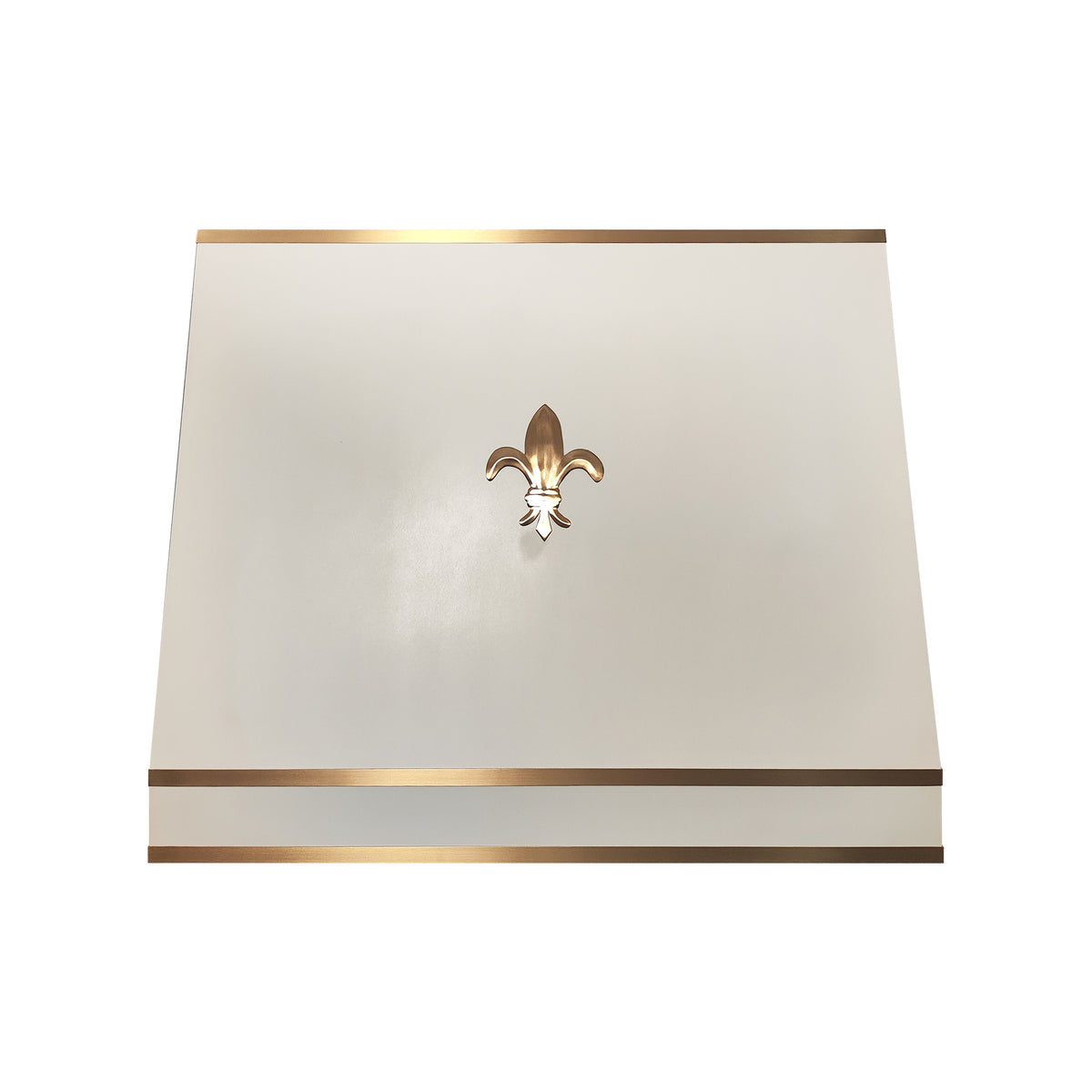 Fobest Custom White Box Range Hood with Brass Trim FSS-599