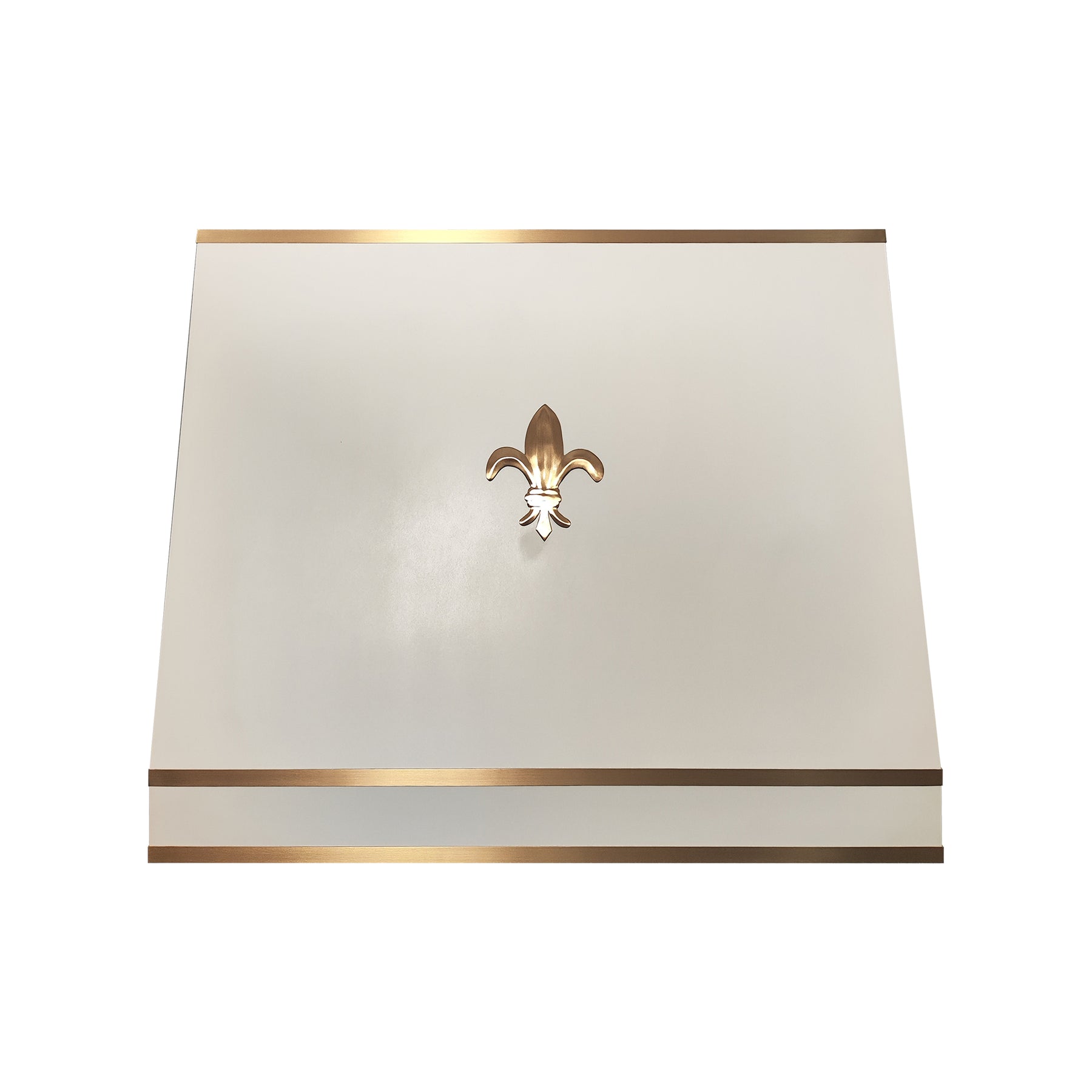 Fobest Custom White Box Range Hood with Brass Trim FSS-599