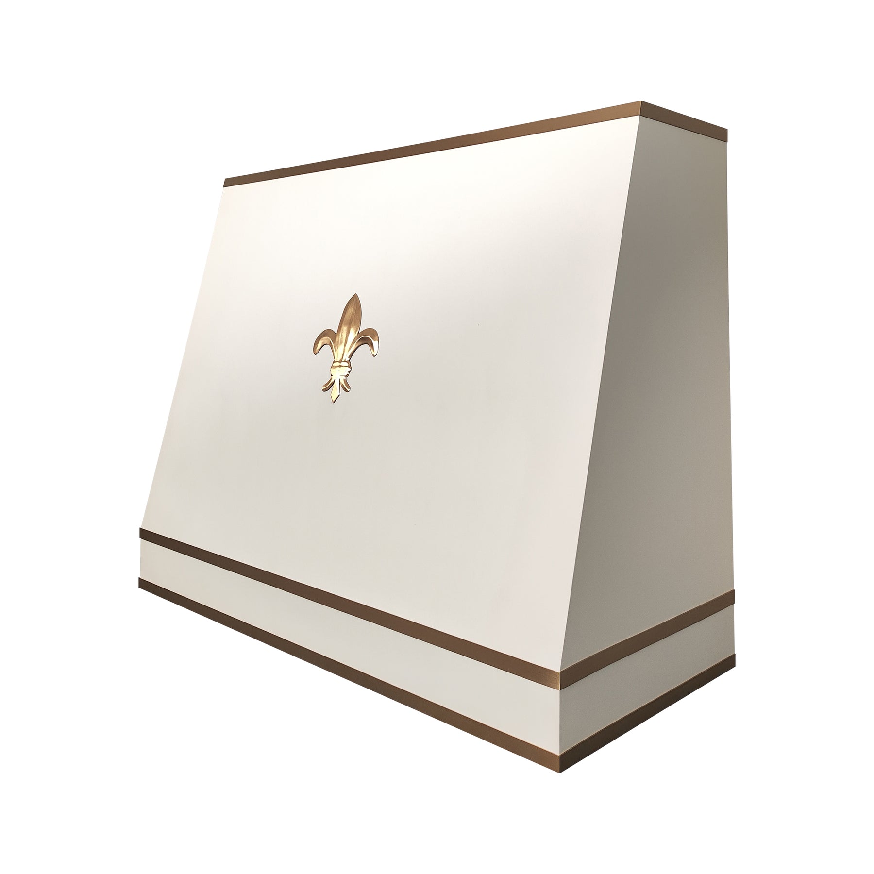 Fobest Custom White Box Range Hood with Brass Trim FSS-599