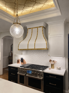 Fobest Custom White Range Hood with Brass Trims FSS-161