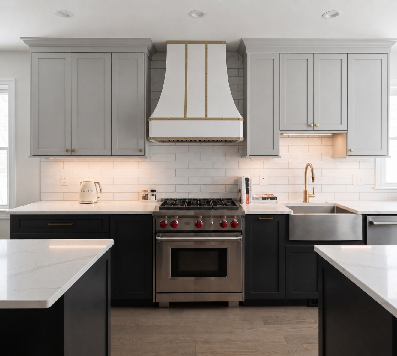 Fobest Custom White Range Hood with Curved Corner FSS-29