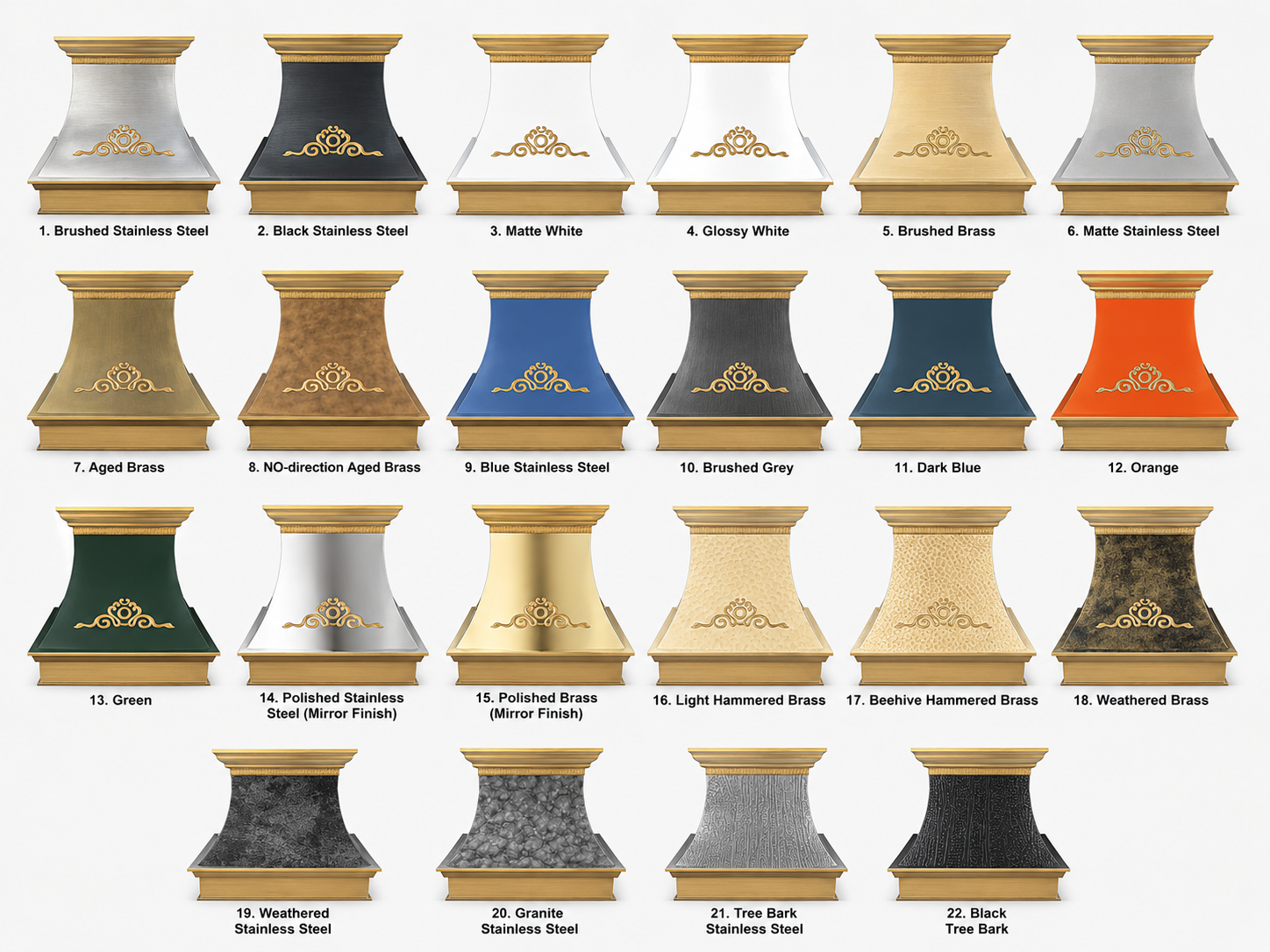Fobest Custom White Range Hood with Gold Crown FSS-444