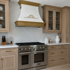 Fobest Custom White Range Hood with Gold Crown FSS-444