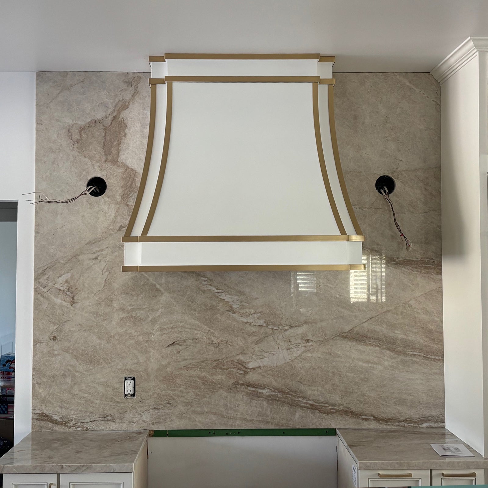 Fobest Custom White Stainless Steel Range Hood with Brass Trim FSS-61