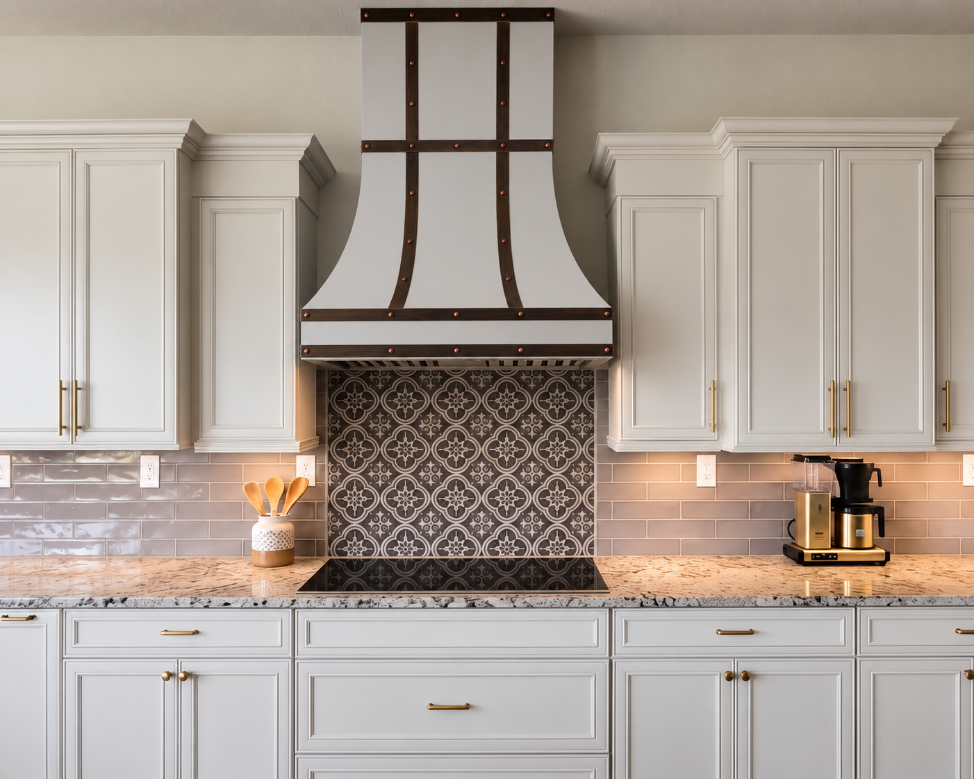 Fobest Custom White Stainless Steel Range Hood with Copper Bands FSS-141