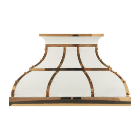 Fobest Custom White Stainless Steel Range Hood with Polished Brass Details FSS-691