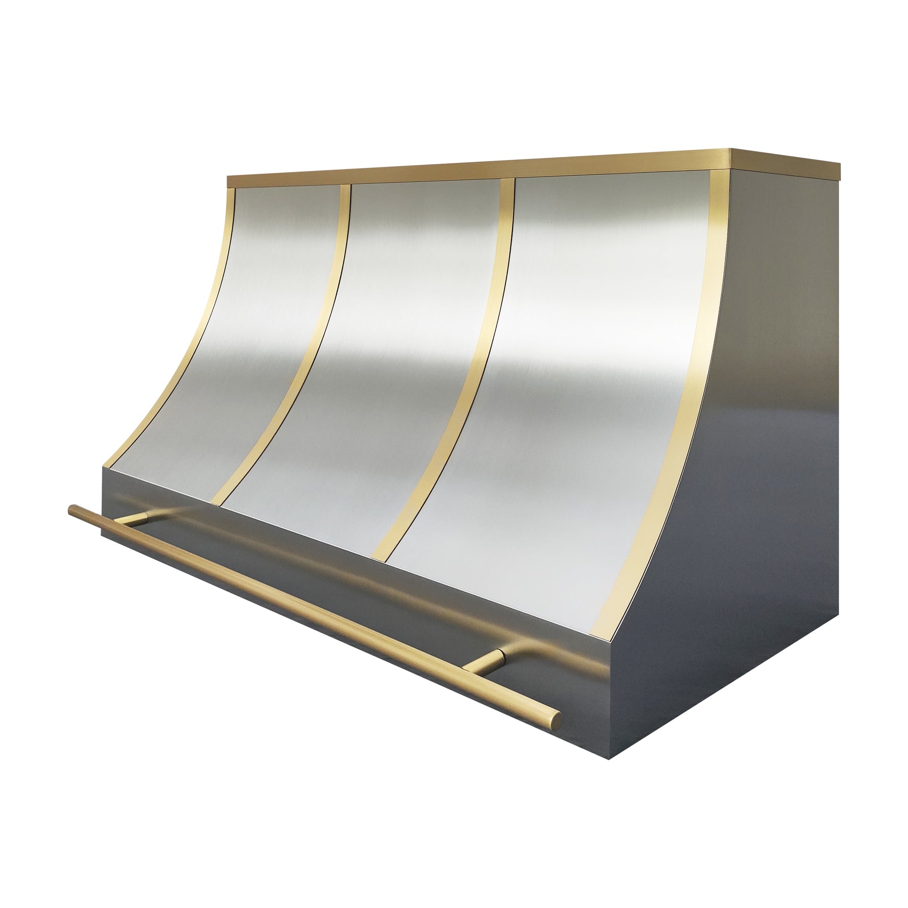 Fobest Dallas Stainless Steel Stove Hood with Brushed Brass Trim & Rail FSS-509