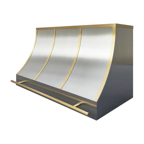 Fobest Dallas Stainless Steel Stove Hood with Brushed Brass Trim & Rail FSS-509