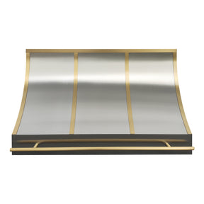 Fobest Dallas Stainless Steel Stove Hood with Brushed Brass Trim & Rail FSS-509