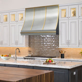 Fobest Dallas Stainless Steel Stove Hood with Brushed Brass Trim & Rail FSS-509