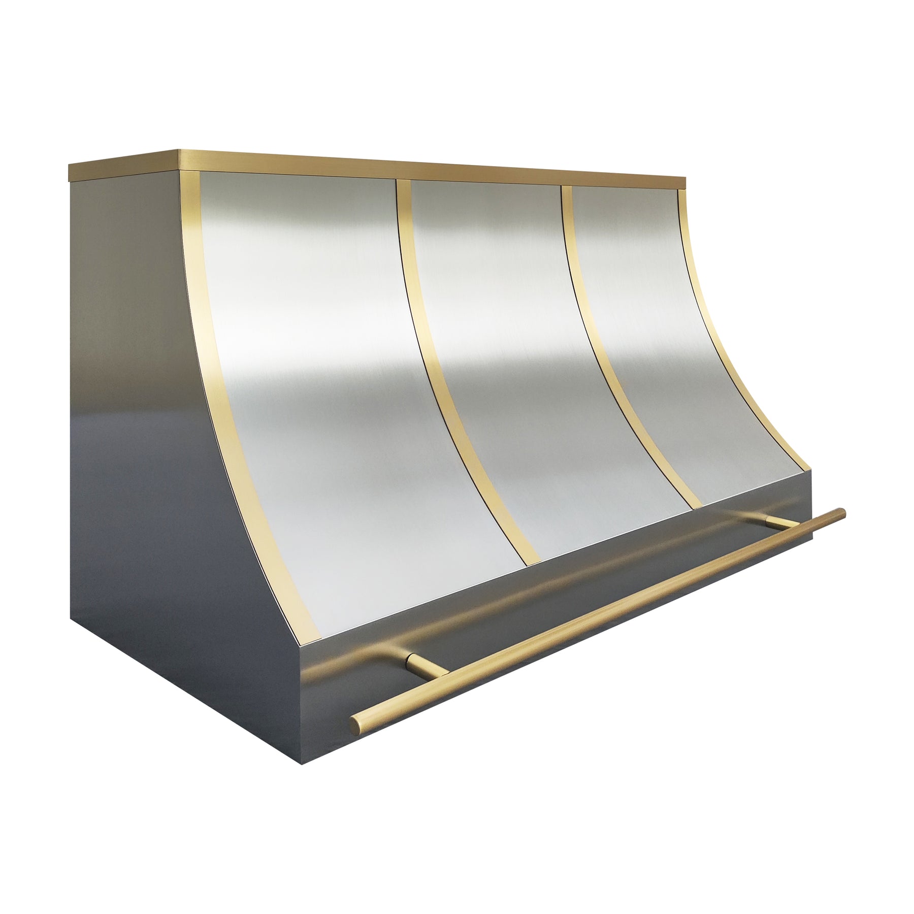 Fobest Dallas Stainless Steel Stove Hood with Brushed Brass Trim & Rail FSS-509