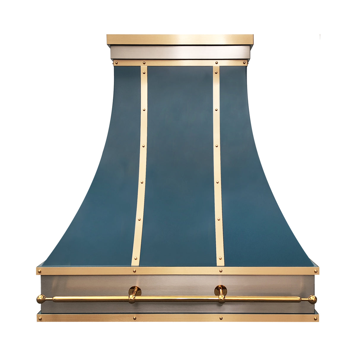 Fobest Dark Blue Designer Kitchen Hood with Brushed Brass Decor FSS-528