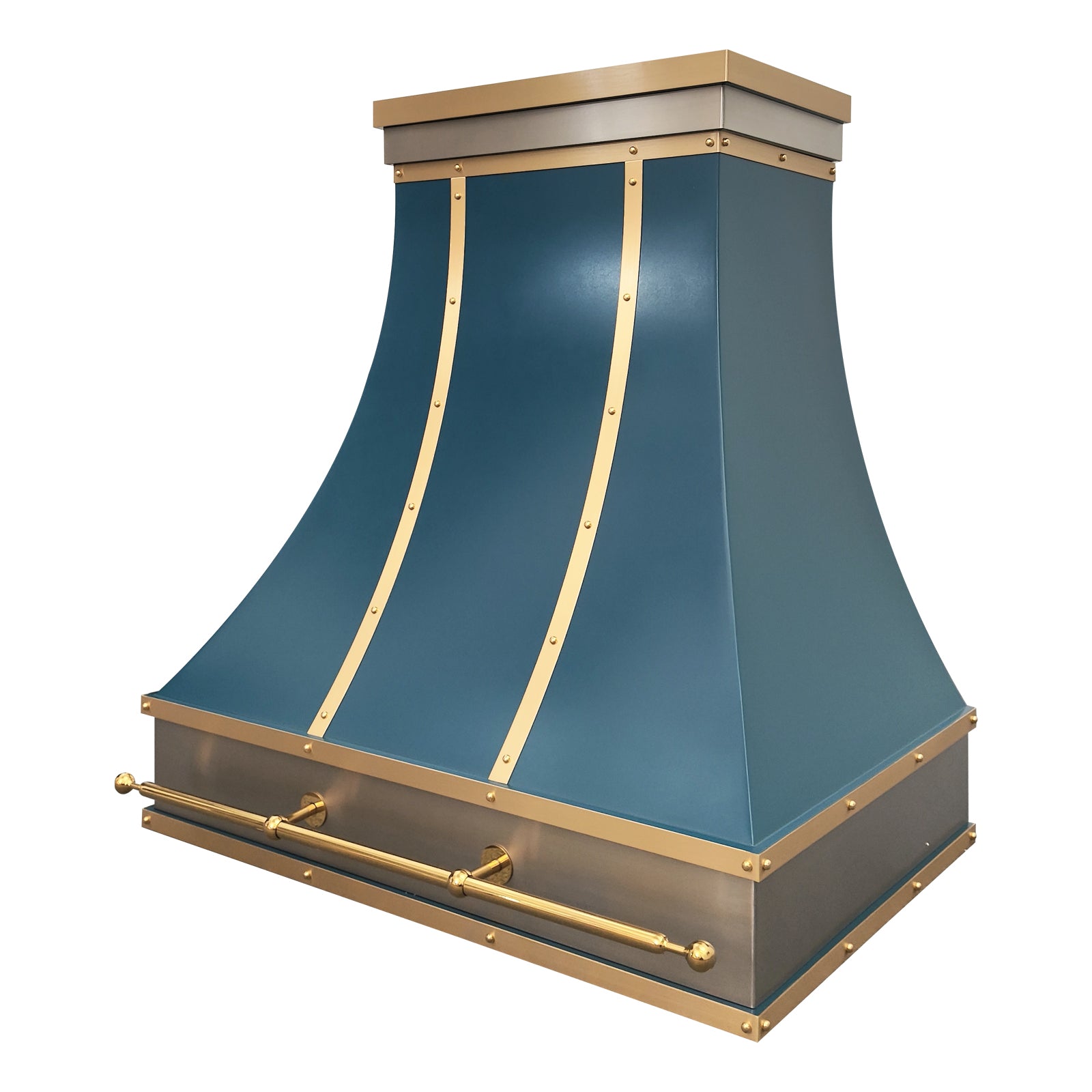 Fobest Dark Blue Designer Kitchen Hood with Brushed Brass Decor FSS-528