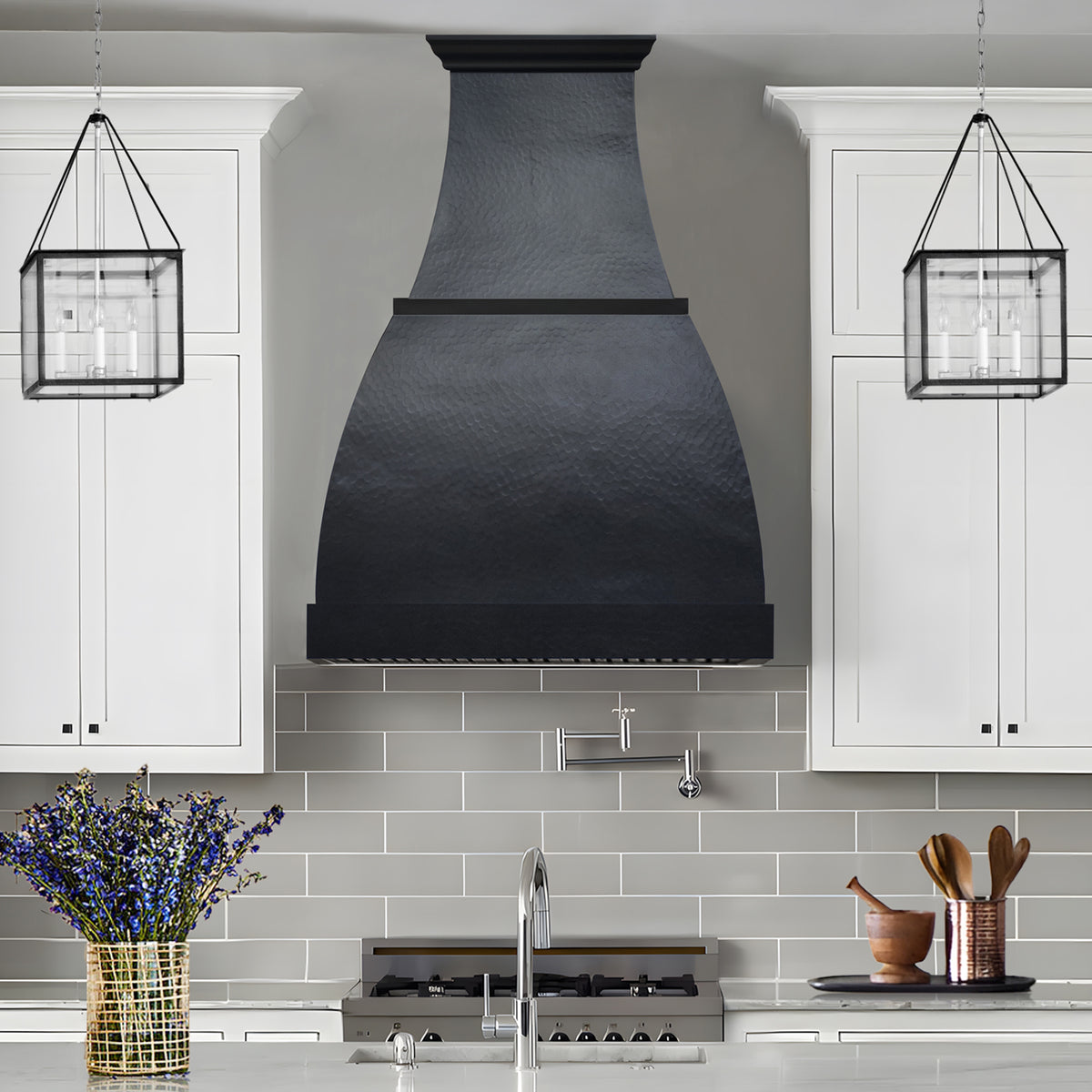 Fobest Dark Hammered Copper Kitchen Hood Bell Shape FCP-305