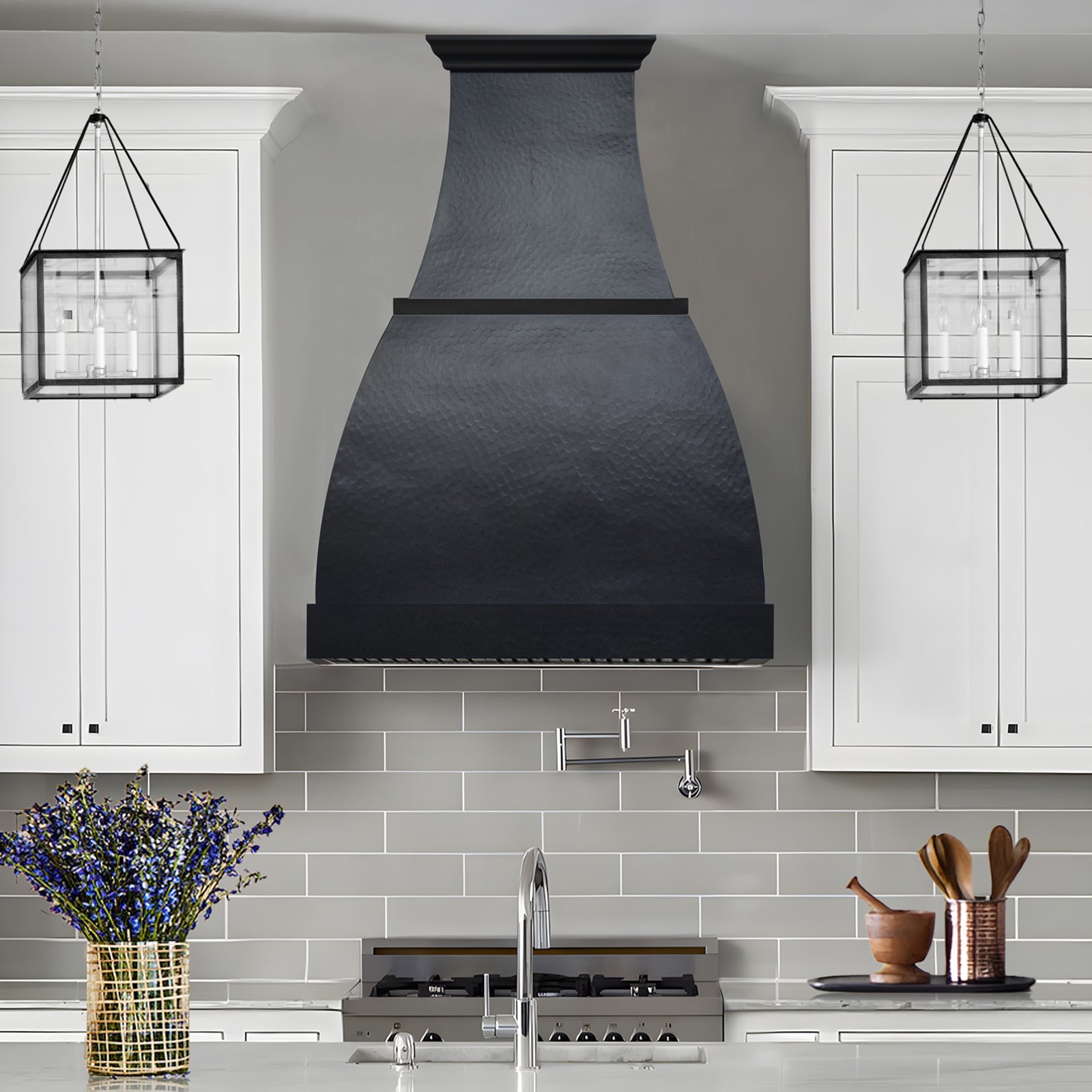 Fobest Dark Hammered Copper Kitchen Hood Bell Shape FCP-305