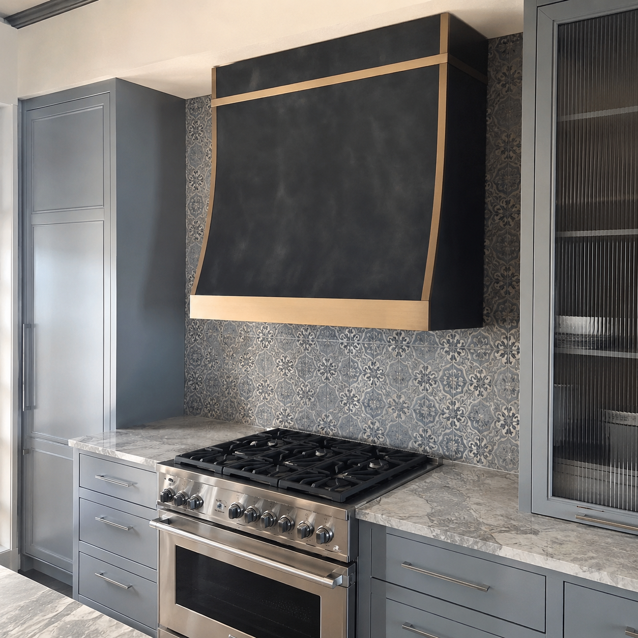 Fobest Dark Zinc Kitchen Hood with Brass Trims FSS-406