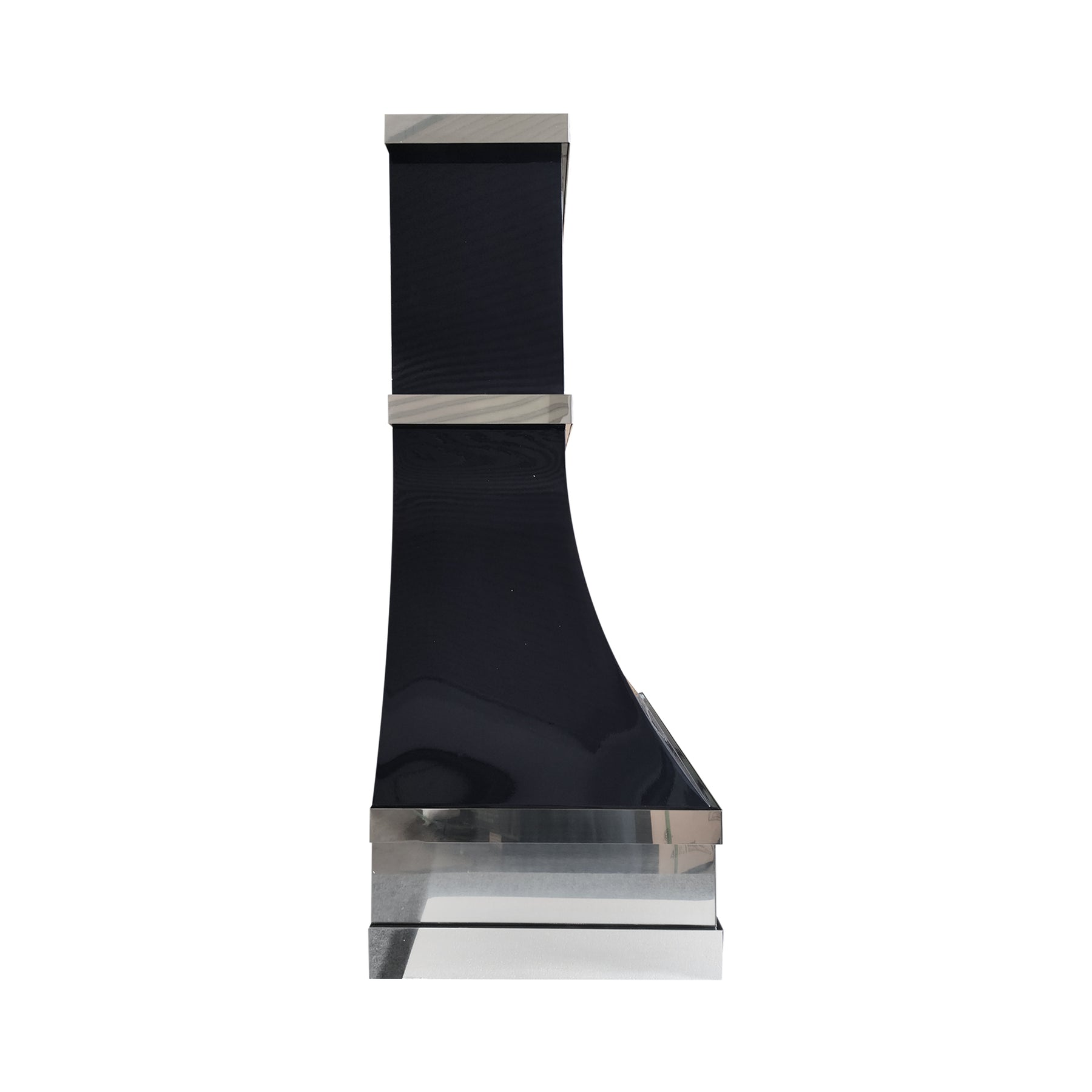 Fobest Custom Glossy Black Stainless Steel Range Hood with Polished Straps FSS-686