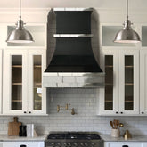 Fobest Custom Glossy Black Stainless Steel Range Hood with Polished Straps FSS-686