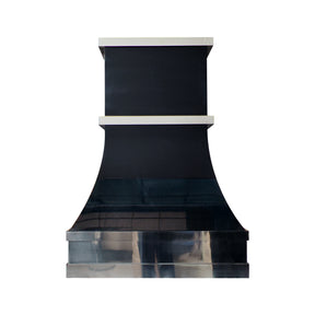 Fobest Custom Glossy Black Stainless Steel Range Hood with Polished Straps FSS-686