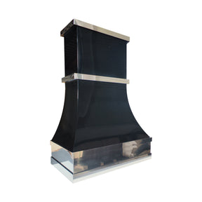 Fobest Custom Glossy Black Stainless Steel Range Hood with Polished Straps FSS-686