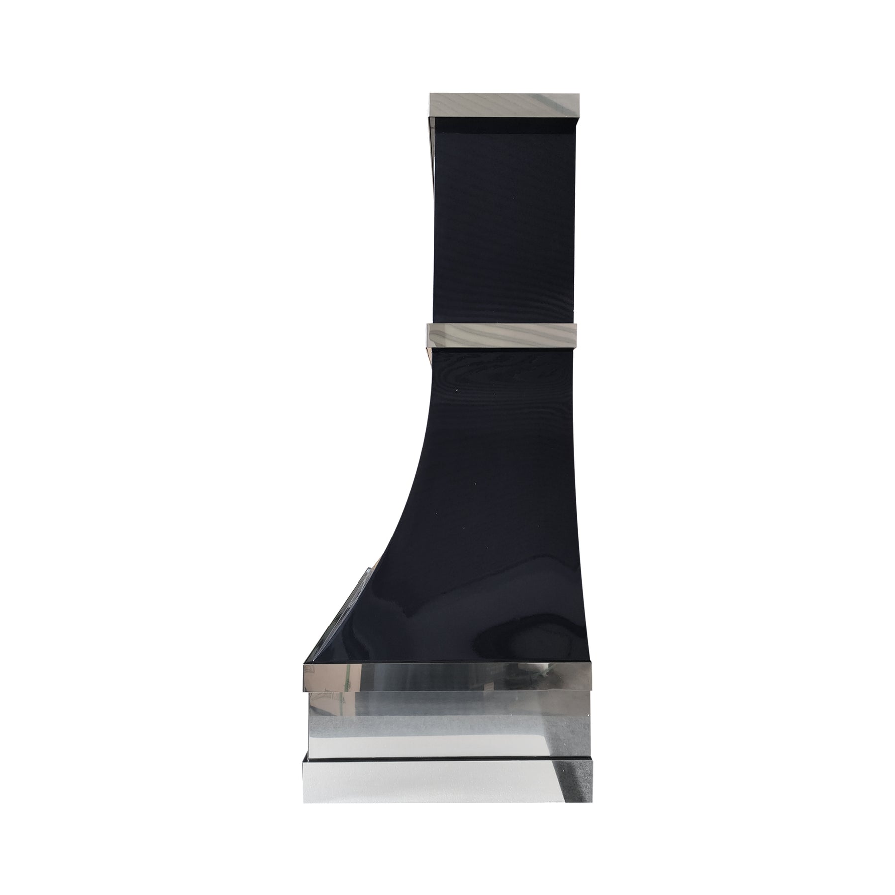 Fobest Custom Glossy Black Stainless Steel Range Hood with Polished Straps FSS-686