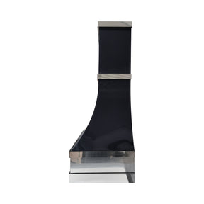 Fobest Custom Glossy Black Stainless Steel Range Hood with Polished Straps FSS-686