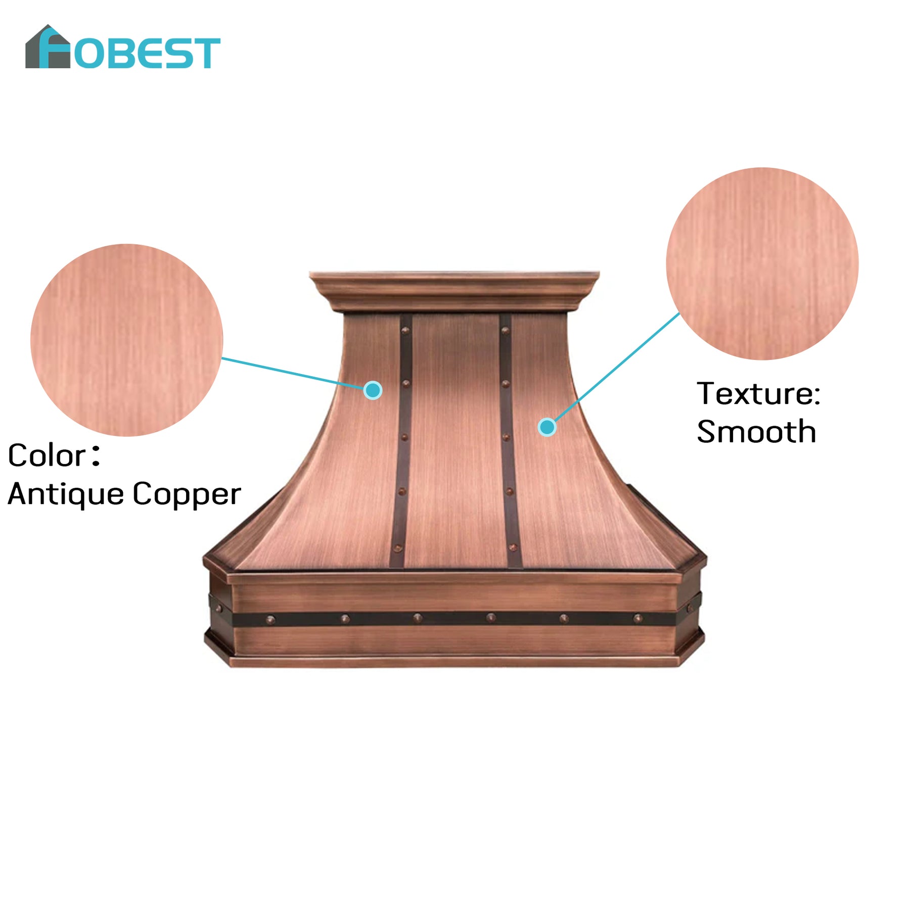 Fobest Farmhouse Antique Copper Range Hood FCP-7