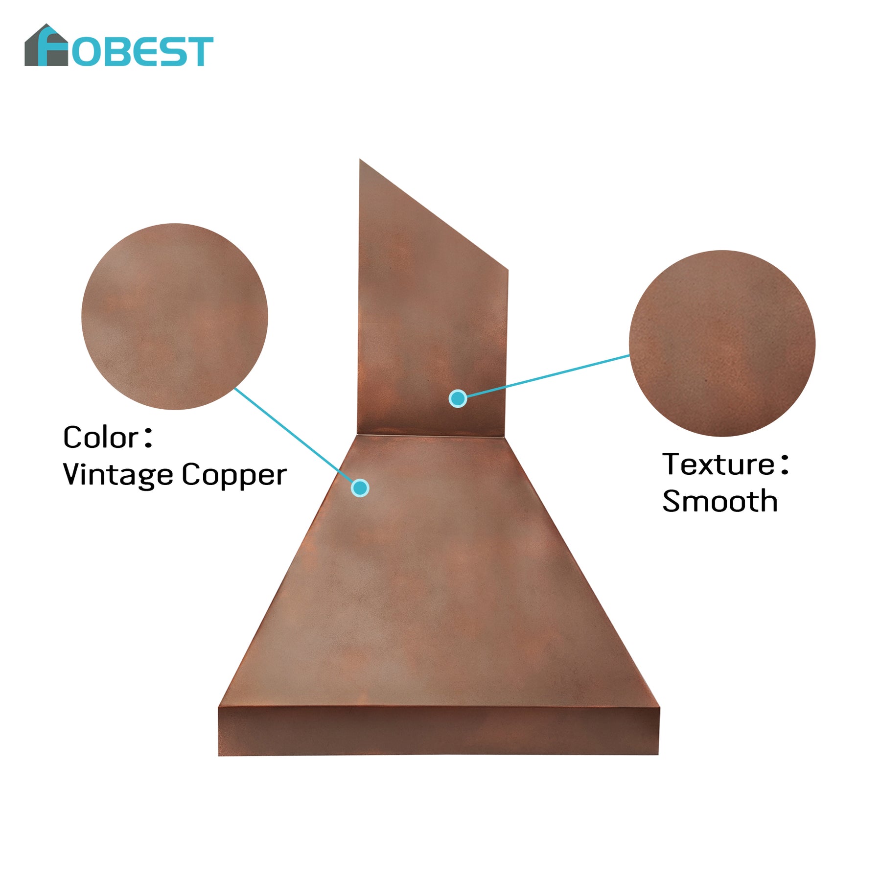 Fobest Geometric Copper Metal Range Hood with Clear Lines FCP-391