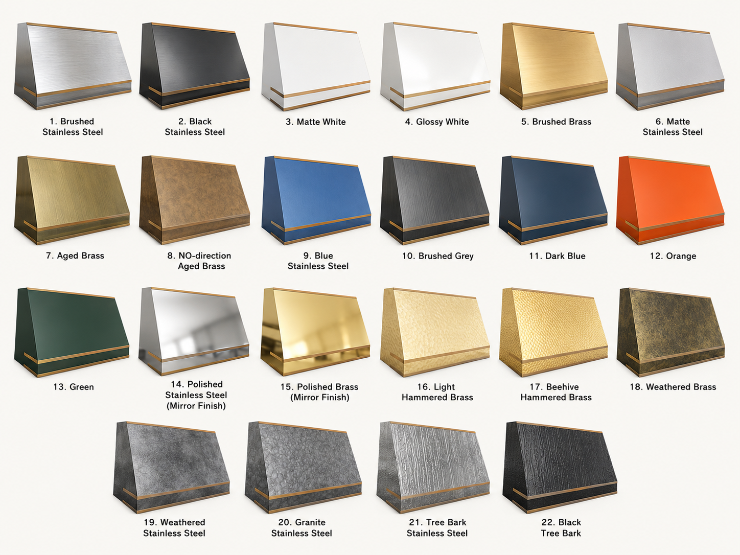 Fobest Georgia Stainless Steel Kitchen Hood with Brass Decor FSS-516
