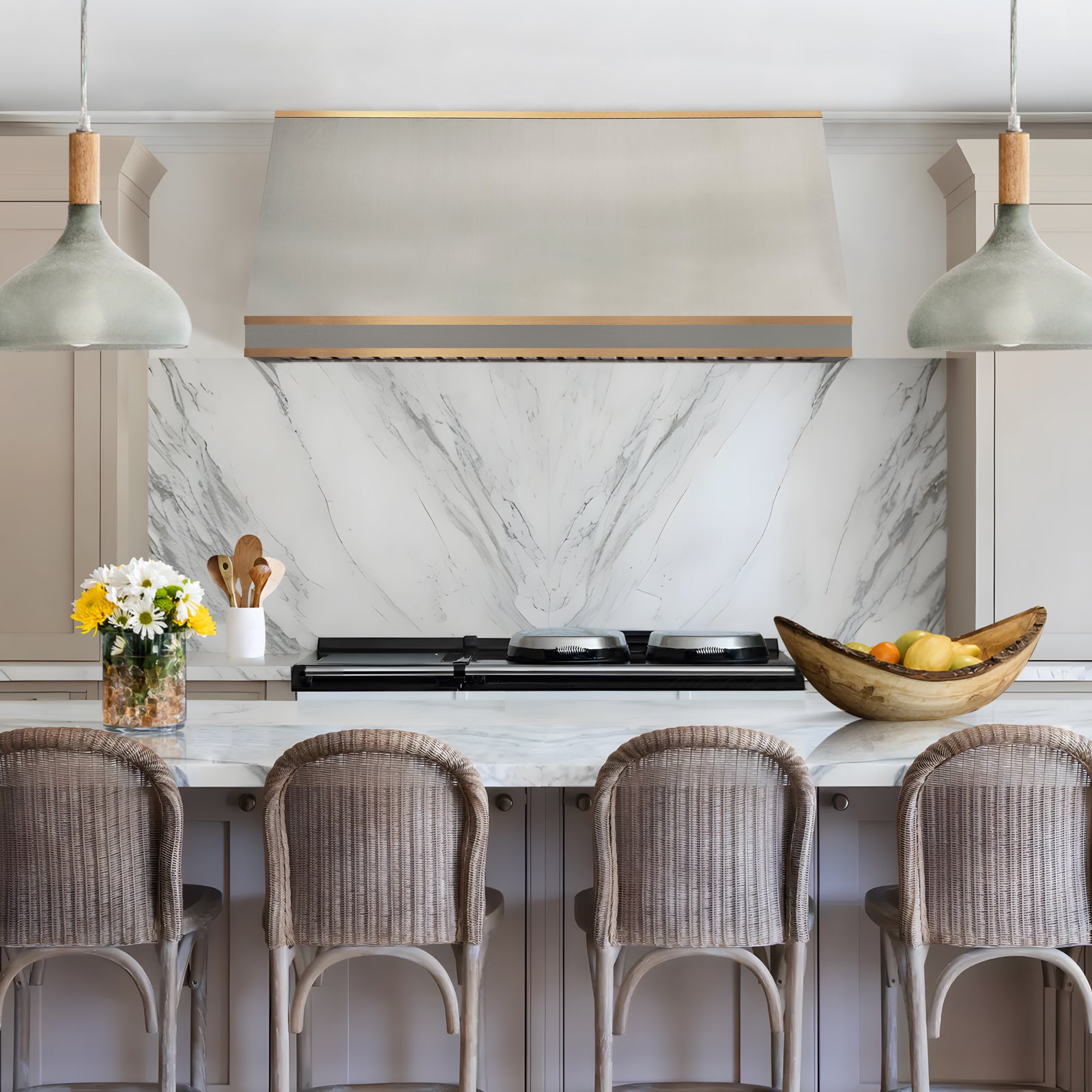 Fobest Georgia Stainless Steel Kitchen Hood with Brass Decor FSS-516