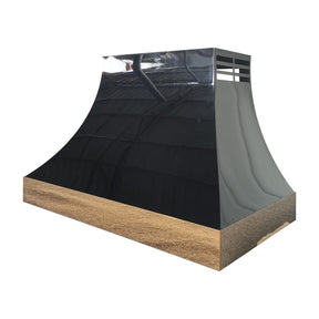 Fobest Glossy Black Custom Range Hood with Polished Brass Apron FSS-552