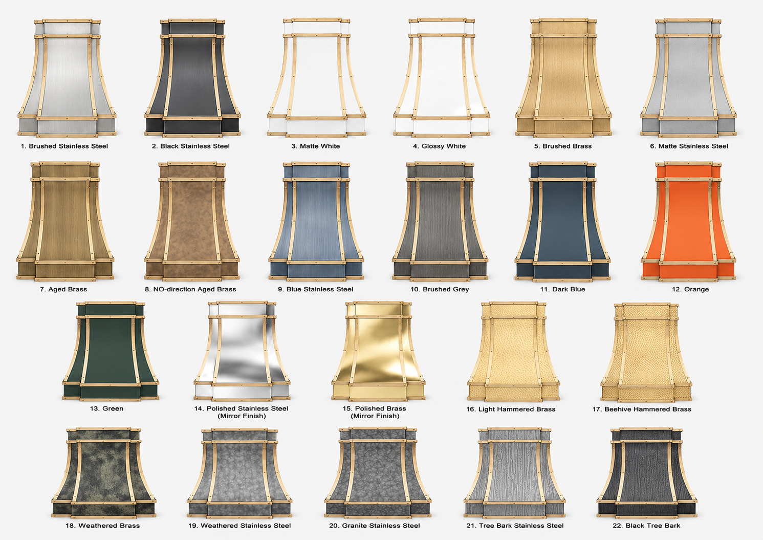 Fobest Grey Stainless Steel Range Hood with Brass Color FSS-313