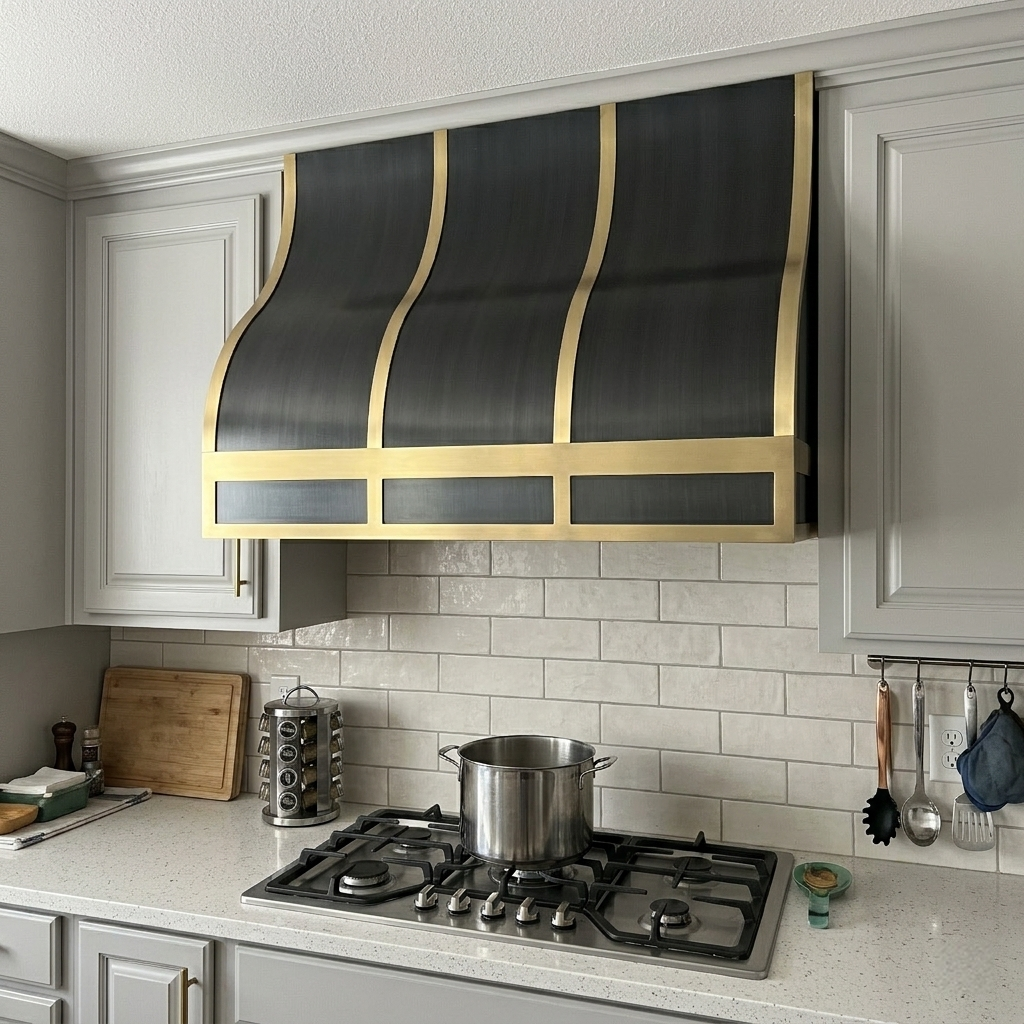 Fobest Grey & Brass Custom Kitchen Hoods Stainless Steel Finish FSS-433
