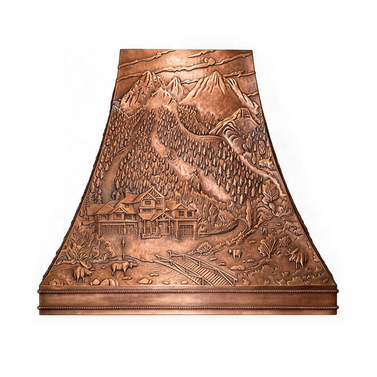 Fobest Hand-Curved Copper Mountain Landscape Range Hood FCP-399