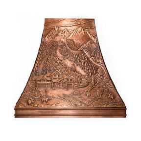 Fobest Hand-Curved Copper Mountain Landscape Range Hood FCP-399