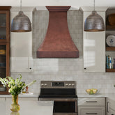 Fobest Hand-Hammered Curved Copper Range Hood for a Warm Artisan Kitchen FCP-324