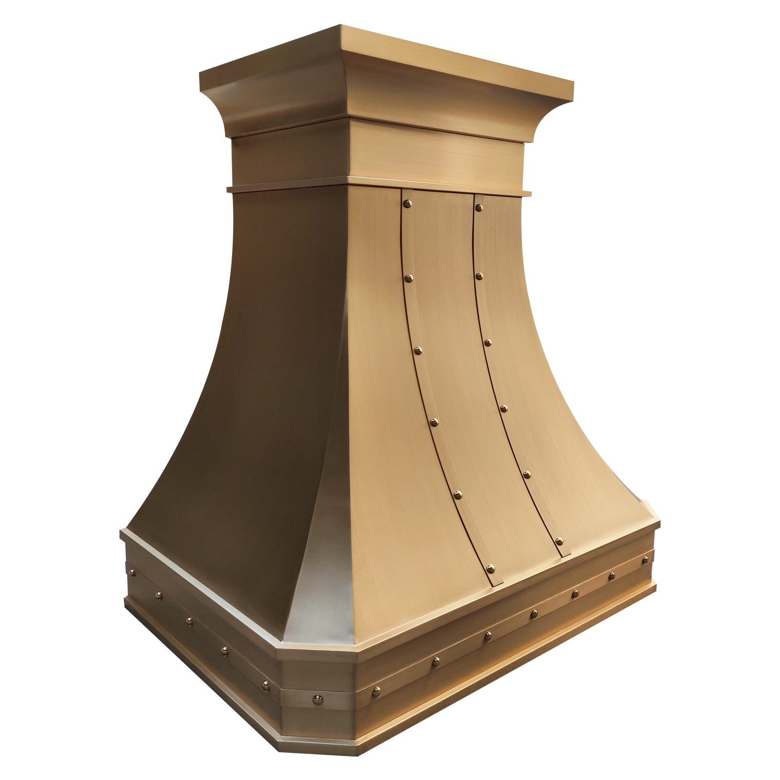 Fobest Handcrafted Brushed Brass Kitchen Range Hood in Luxury Geometric Design FSS-550