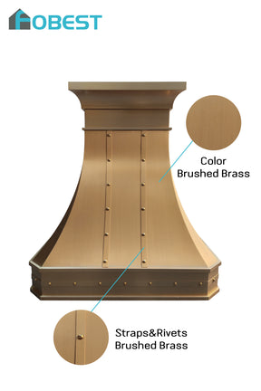 Fobest Handcrafted Brushed Brass Kitchen Range Hood in Luxury Geometric Design FSS-550