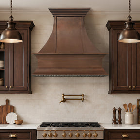 Fobest Handcrafted Copper Range Hood with Elegant Curved Trim Decor FCP-406