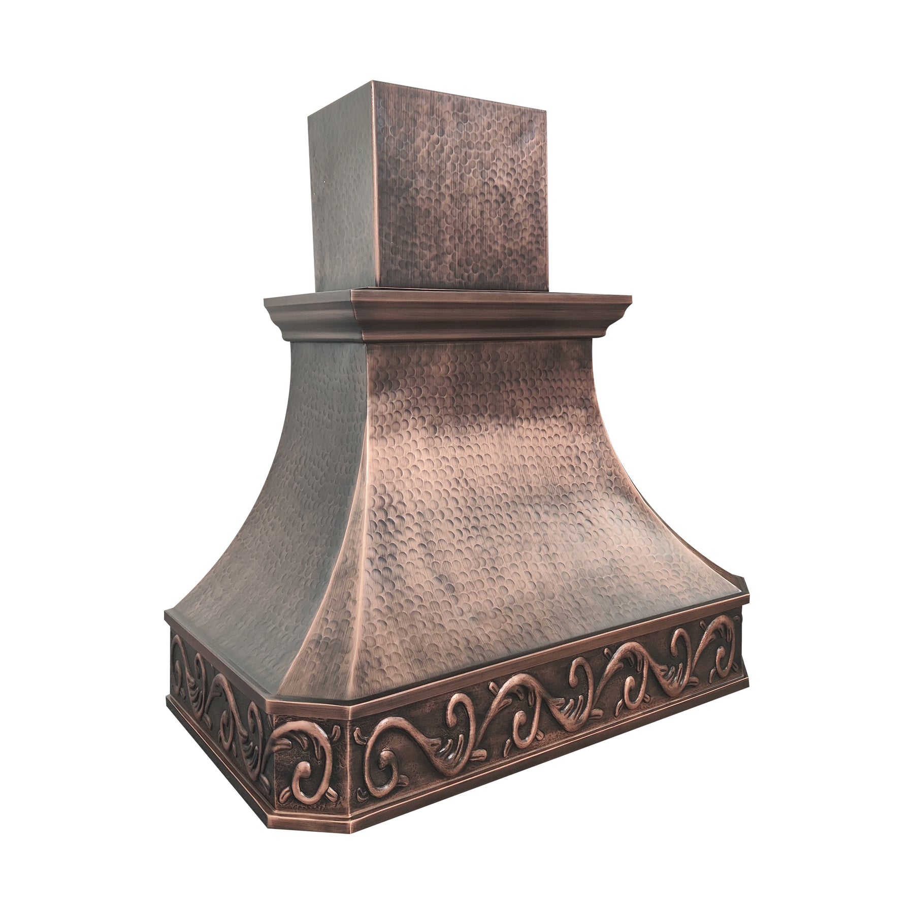Fobest Handcrafted Custom Copper Range Hood with Hammered Design FCP-338